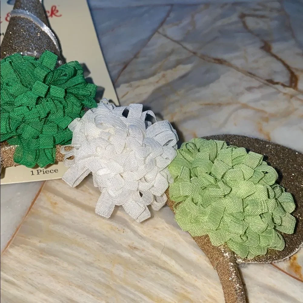 Cat & Jack Girls Gold Glitter Unicorn Headband Green White Floral 217 07 3191